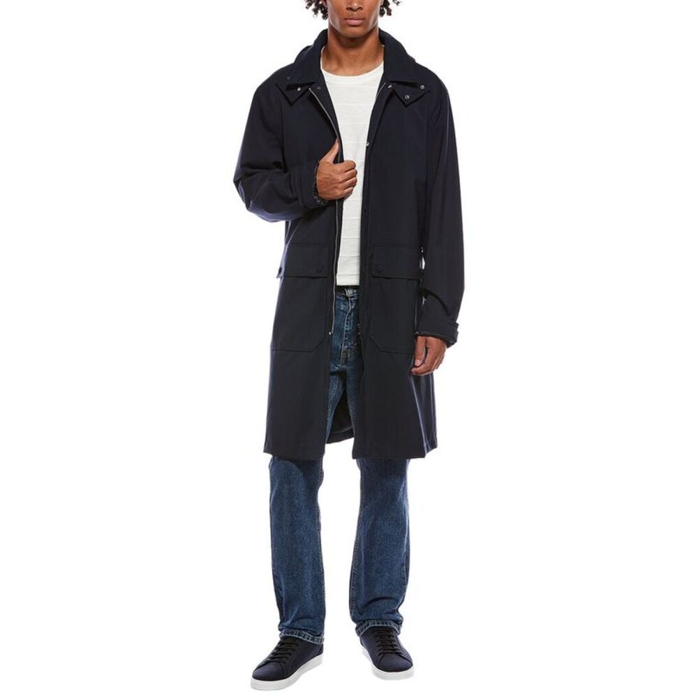 Officine Générale Mens Officine Generale Mayeul Wool-Blend Parka, Navy